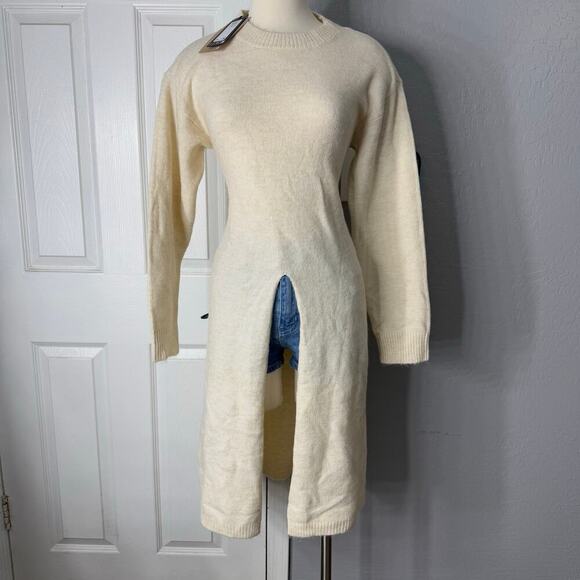 Vero moda PHILLIS LS O-NECK SLIT DRESS GA B00, Beige, M - Picture 1 of 5